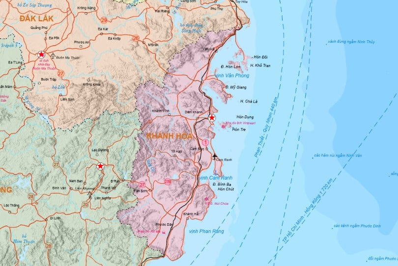Bản đồ hành chính tỉnh Khánh Hòa mới nhất sau sáp nhập