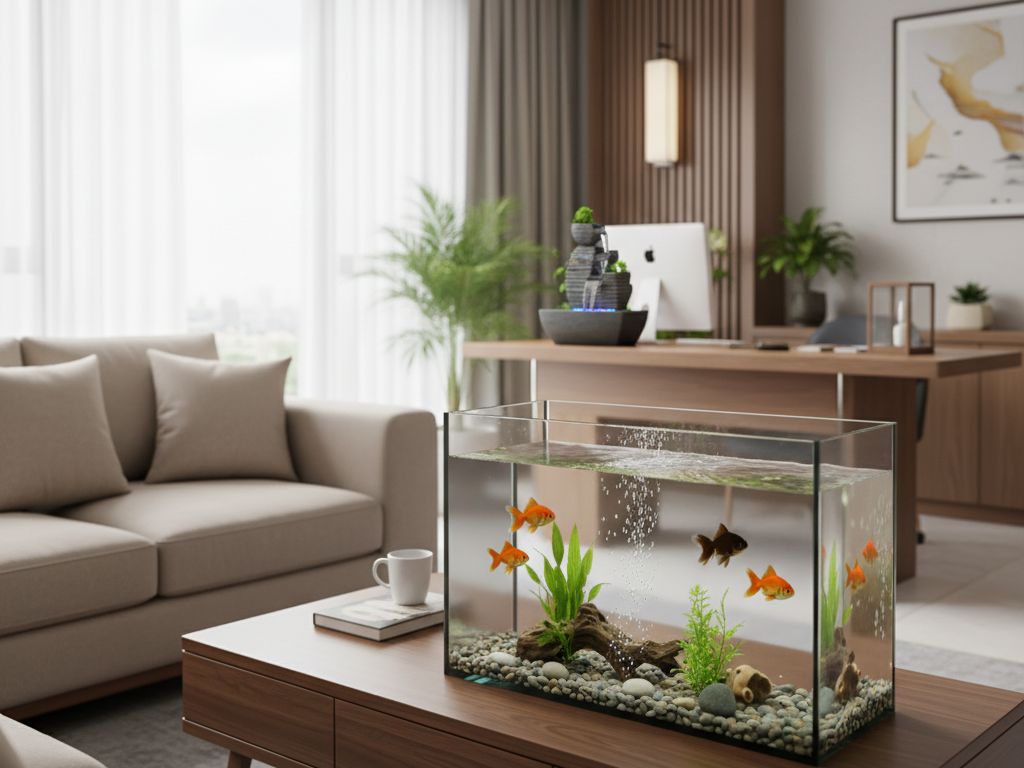 Bí quyết thu hút tài lộc 4: Đặt bể cá hoặc đài phun nước